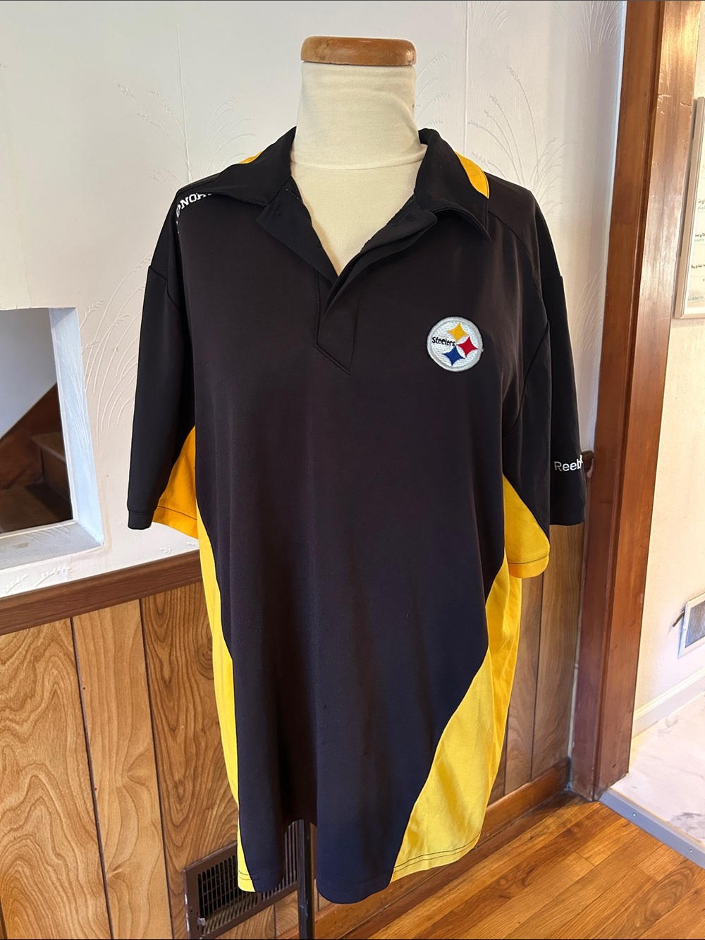 Reebok Pittsburgh Steelers Black and Yellow Polo